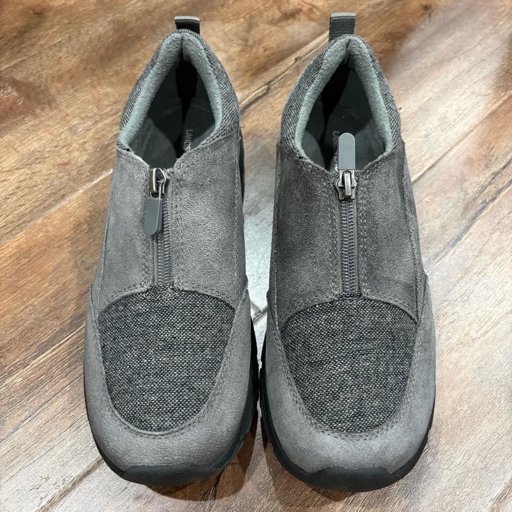 Lands'‎ End Women's Gray Zip-Front Slip-On Comfort Walking Shoes